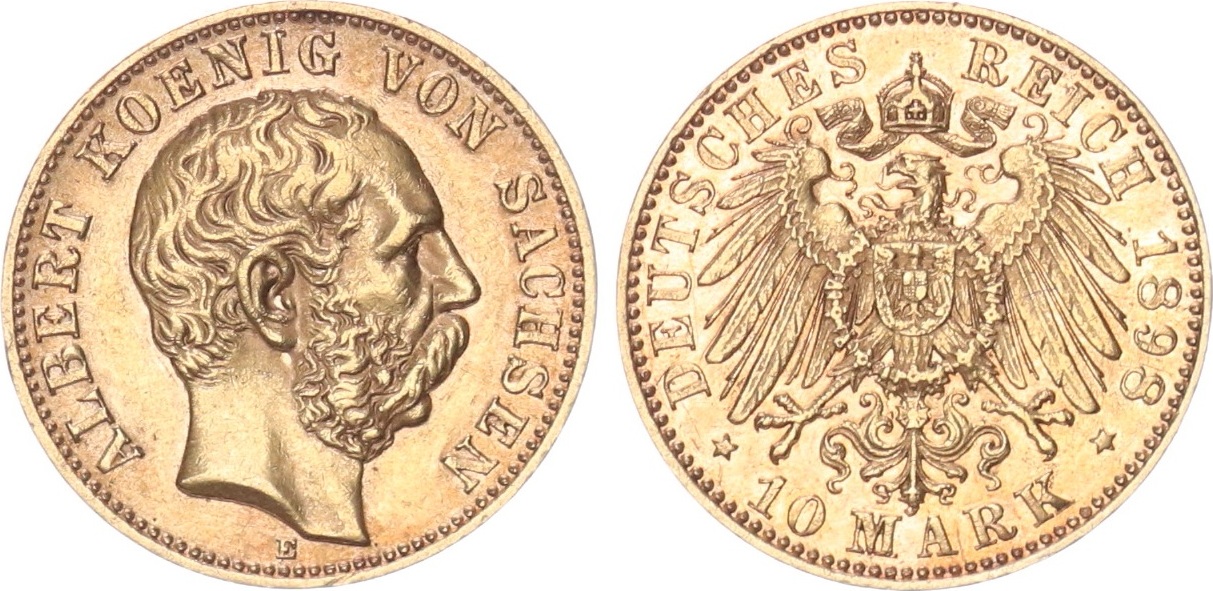 Sachsen 10 Mark 1898 König Albert 1873 1902 AU MA Shops