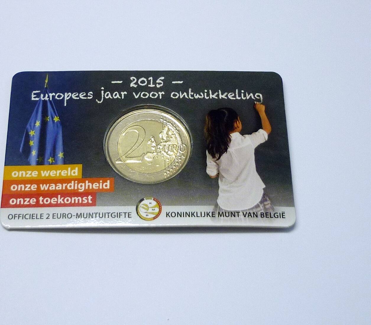 Belgien 2 Euro 2015 Europäisches Jahr der Entwicklung BU in Coincard