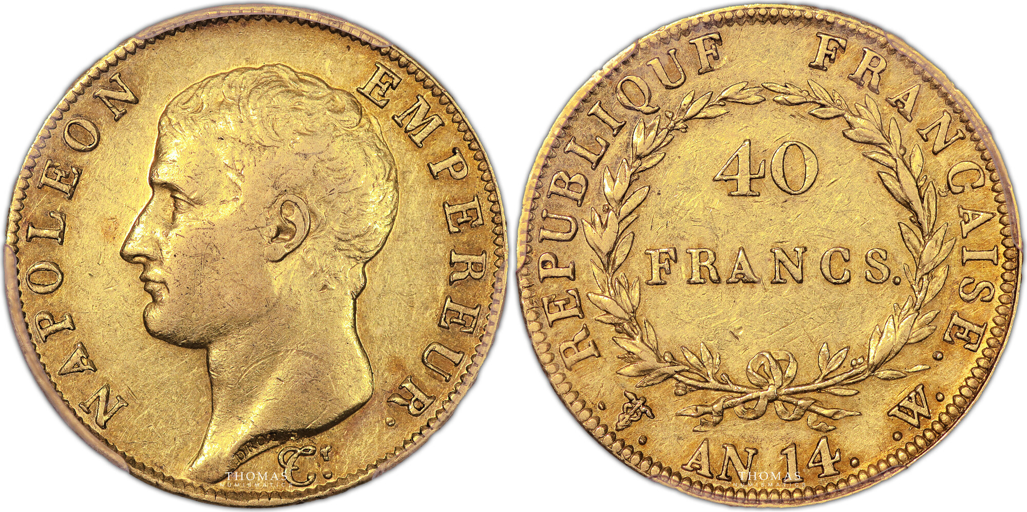 Napoleon Ier Coin France Napoleon I Gold 40 Francs Or An 14 W Lille