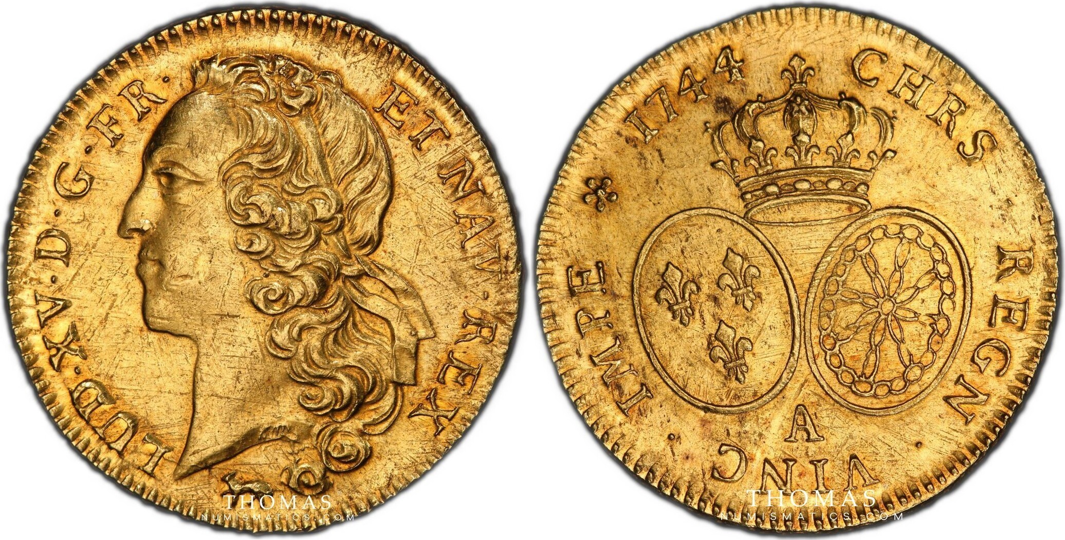 France Louis XV Gold Double Louis D Or Au Bandeau 1744 A Paris