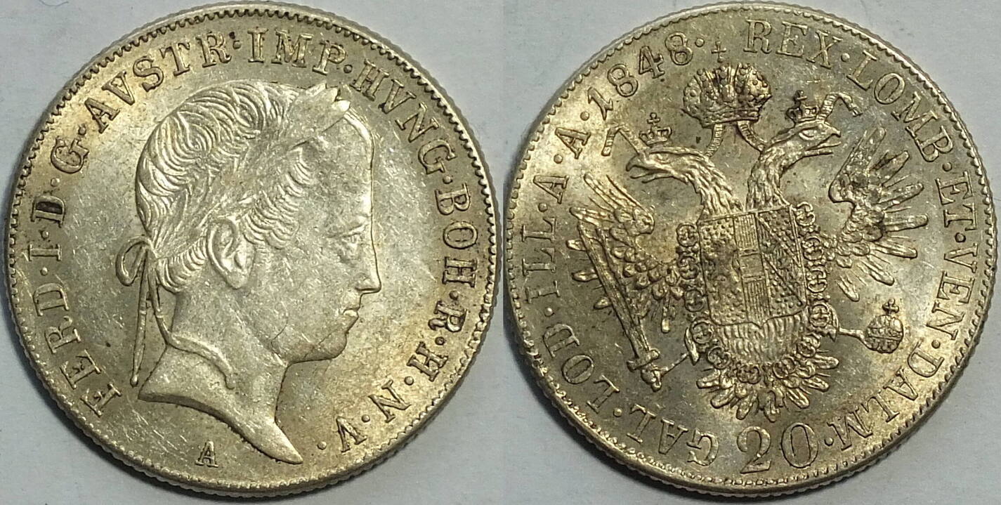 Österreich Ungarn 20 Kreuzer 1848 Ferdinand I UNC MA Shops