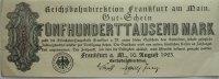 Deutschand 500000 Mark Reichsbahn Frankfurt