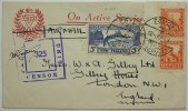 Neuseeland 2 P. orange Paar u. 5 P. dunkelviolettblau a. Luftpost Zensur Brief