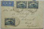 Irak 3 A. auf Bedarfsflugpostbrief nach England rücks. Öffnungmgl.