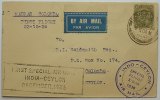 Indien 4 A. olivgrün auf Erstflugbrief Madras - Colombo 23.12.36