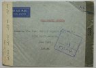 Irak 4 Werte rücks. auf Bedarfsbrief vom 1.3. 44 nach USA m. Zensur verschlussstreif