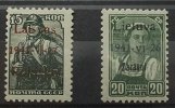 Litauen Zarasai 15 Kopeken braunroter Aufdruck u. 20 k schwarz Michel Nr. 3 b, 4 a