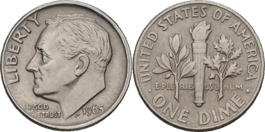 1 dime 1965 amerika roosevelt