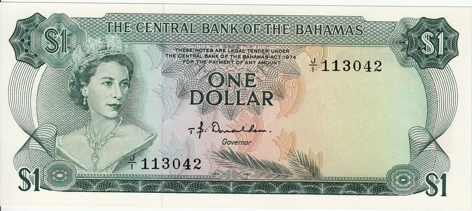 1 dollar 1974 bahamas elizabeth p.35a unc