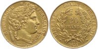 Frankreich 20 Francs Gold Zweite Republik 1848-1852.
