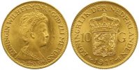 Niederlande-Königreich 10 Gulden Gold Wilhelmina I. 1890-1948.