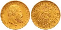 Württemberg 20 Mark Gold Wilhelm II. 1891-1918.
