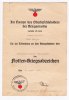 3. Reich Urkunde "Bismarck" - Flotten Kriegsabzeichen für Masch.Ob.Gfr.