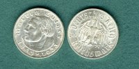 III. Reich 2 Reichsmark 1933 E vz/stgl. Martin Luther 55,00 EUR 