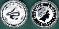 Australien 1 Dollar 2001 stgl. Jahr der Schlange   1 oz. Ag 95,00 EUR 