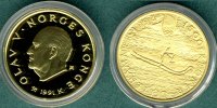Norwegen 1500 Kroner Olympiade 1994 - Skifahrer / im Originaletui mit Zertifikat