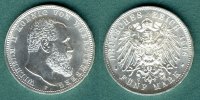 W&uuml;rttemberg 5 Mark 1908 F fast stgl. Wilhelm II. 255,00 EUR 