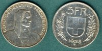 Schweiz 5 Franken 1925 ss, Randfehler Alphirte 75,00 EUR 