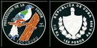 Cuba 150 Pesos Schutz der Tierwelt " Tocororo " 1/2 Kilo Ag. Farbmünze