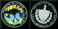 Cuba 300 Pesos Schutz der Tierwelt " Schmetterling " 1 Kilo Ag. Farbmünze