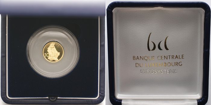Luxemburg Renert, (Fuchs) inkl. Etui & Zertifikat & Schuber 10 Euro<br>3,11g<br>fein<br>16 mm Ø 2011 <b>PP</b><br>Etui & Zertifikat 
