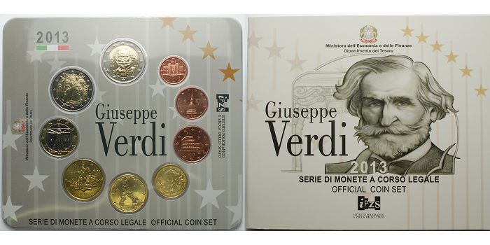 Italien 5 88 2013 Kursmünzensatz 2 Euro Gedenkmünze 200 Geburtstag