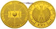 Deutschland 100 Euro15,55gfein28 mm Ø Fussball WM, Prägestätte A / Zertifikat ist laminiert