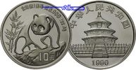 China 10 Yuan Panda Bären, 1 oz, Silber