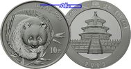 China 10 Yuan Panda Bären, 1 oz, Silber