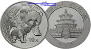 China 10 Yuan Panda Bären, 1 oz, Silber