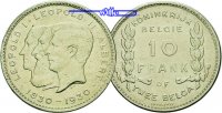 Belgien 10 Frank = 2 Belga Leopold I. / Leopold II. / Albert I. Kopfbilder n.links 100 Jahre Unabhängigkeit