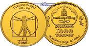 Mongolei 1000 Togrog<br>1,24g fein <br>13,92 mm Ø Leonardo da Vinci, inkl. Kapsel und MDM-Zertifikat, -Archivbild-