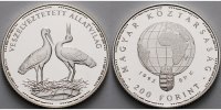 Ungarn 200 Forint Bedrohte Tierwelt, 1. Ausgabe, 2 europäische Weißstörche in Kapsel & Pappetui