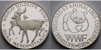 WWF Medaille<br>29,87g<br> fein<br>40 mm Ø Medaille in Silber, WWF - World Wildlife Fund - Damwild (DAMA MESOPOTAMICA)