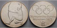 Deutschland Silbermedaille zu Olympiade München 1972 (Bogenschießen) in original Etui