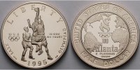 USA 1/2 Dollar XXVI. Olympiade in Atlanta 1996 - Basketballspieler, in Kapsel und MDM-Zerti.