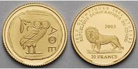 Kongo(Kinshasa) 20 Francs1,24g fein13,92 mm Ø Oly. Sommerspiele in Athen - Münzmotiv eines Tetradrachmon - mit MDM-Zertifikat