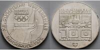 Österreich 100 Schilling <br>15,36g fein,<br> 36 mm Ø XII: Olympische Winterspiele in Innsbruck, Rs. Skisprungschanze am Berg Isel