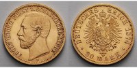 Schaumburg-Lippe 20 Mark, 7,16g <br>fein <br>22,5 mm Ø Adolf Georg (1860-1893) - <b>GEPRÜFT</b> - <b>sehr selten in der Erhaltung !</b>