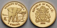 Malawi 5 Kwacha1,24g fein13,92 mm Ø Der afrikanische Elefant, inkl. Kapsel und MDM-Zertifikat