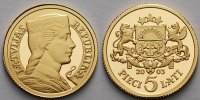 Lettland 5 Lats1/24g fein13,92 mm Ø 10 Jahre lettische Währung, inkl. Kapsel und MDM-Zertifikat