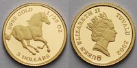 Tuvalu 3 Dollar1,24g fein13,92 mm Ø 2002 - Jahr des Pferdes, inkl. Kapsel und MDM-Zertifikat