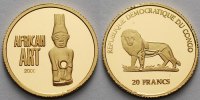 Kongo(Kinshasa) 20 Francs1,24g fein13,92 mm Ø Afrikanische Kunst, inkl. Kapsel und MDM-Zertifikat