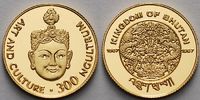 Bhutan 300 Ngultrum<br>1,24g fein<br>14 mm Ø Tanzmaske, inkl. Kapsel und MDM-Zertifikat