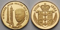 Niue 25 Dollars<br>1,24g fein<br>13,92 mm Ø Wernher von Braun, inkl. Kapsel und MDM-Zertifikat