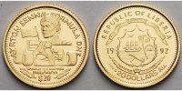 Liberia 20 Dollar<br>1,24g fein<br>14 mm Ø Ayrton Senna, inkl. Kapsel und MDM-Zertifikat