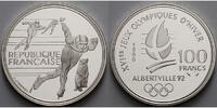 Frankreich 100 Franc Oly. Winterspiele in Albertville-Eisschnelläufer - mit MDM Zertifikat