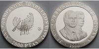 Spanien 2000 Pesetas Oly. Sommerspiele in Barcelona - Tamusisches Boot - inkl. Kapsel