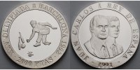 Spanien 2000 Pesetas Oly. Sommerspiele in Barcelona - Bowling - inkl. Kapsel