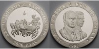 Spanien 2000 Pesetas Oly. Sommerspiele in Barcelona - Quadriga - inkl. Kapsel